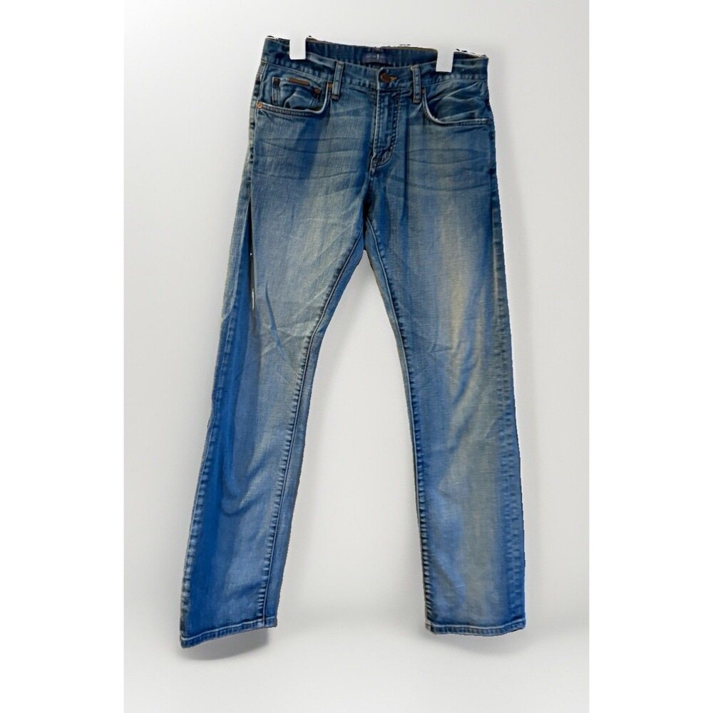 Jacob Davis medium-wash denim jeans featuring a distinct copper-toned 30x34